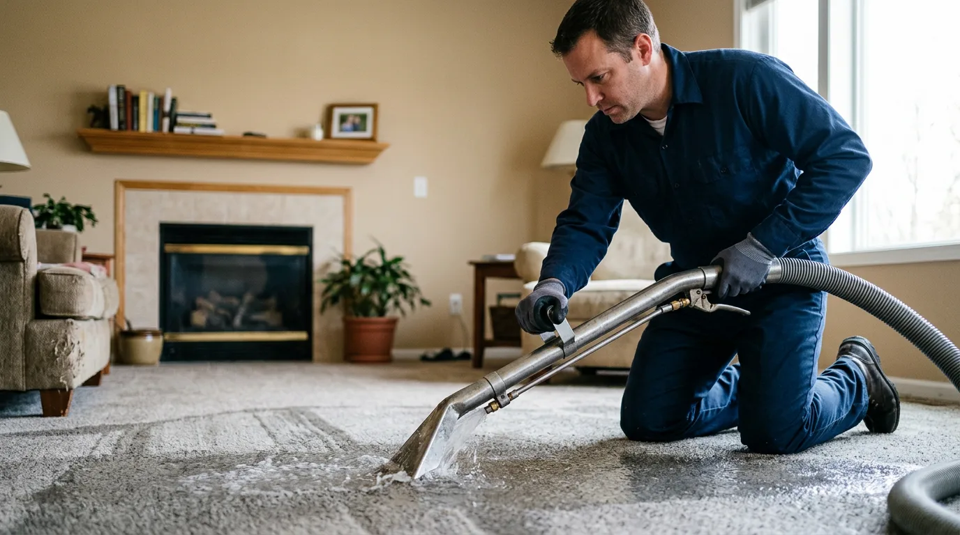 Water damage restoration technician working near Round Mountain, CA